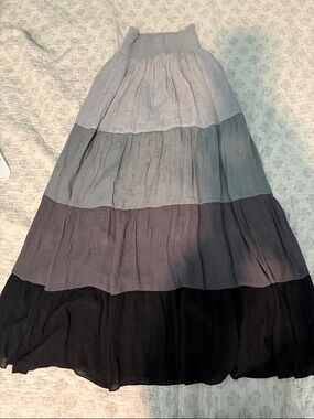 Tiered Ombre Maxi Skirt in Light Gray, Medium Gray, Dark Gray and Black